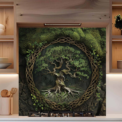 Moss Root Kitchen Backsplash – Forest Tree Glass Backsplash