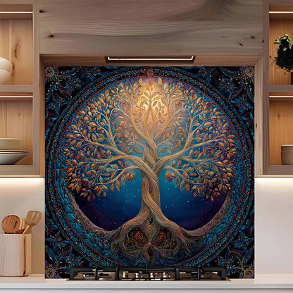 Celestial Tree of Life Kitchen Backsplash - Tempered Glass Backsplash