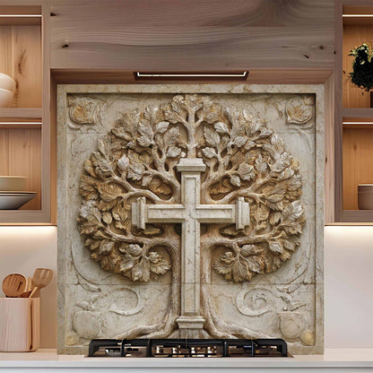 Faith Root Tempered Glass Backsplash – Tree of Life Kitchen Backsplash