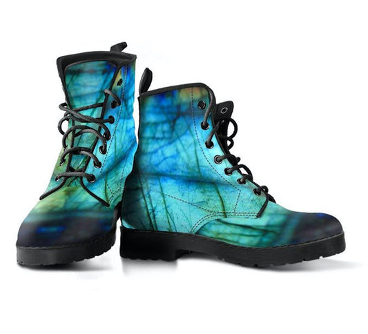 Labradorite  Memory Foam Boots | All Season Lace Up Boots | Vegan Leather Combat Boot