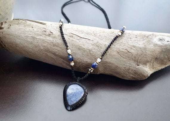 Sodalite Macrame Necklace | Stone of Intuition | Micro-Macrame | Unisex, Healing Crystal Jewelry