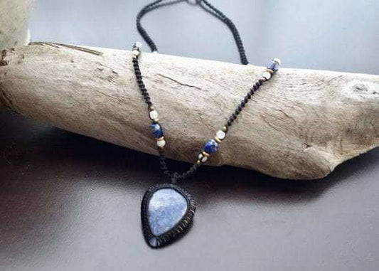 Sodalite Macrame Necklace | Stone of Intuition | Micro-Macrame | Unisex, Healing Crystal Jewelry