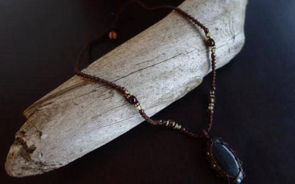 Blue Tiger Eye Macrame Necklace | Protection Stone | Unisex Healing Crystal