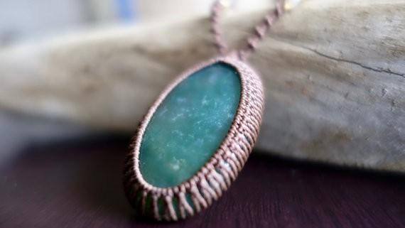 Moss Agate Macrame Necklace | Stone of Prosperity | Micro-Macrame | Unisex, Healing Crystal Jewelry