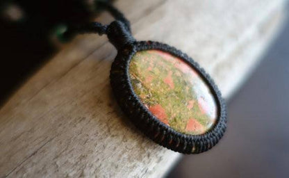 Unakite Macrame Necklace | Vision Stone | Unisex Healing Crystal