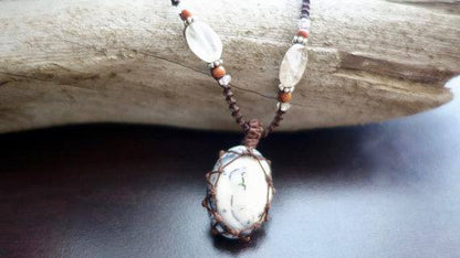 Tree Agate Macrame Necklace | Stone of Abundance | Micro-Macrame | Unisex, Healing Crystal Jewelry