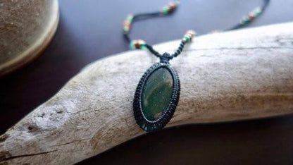 Green Aventurine Macrame Necklace | Prosperity  Healing Crystal