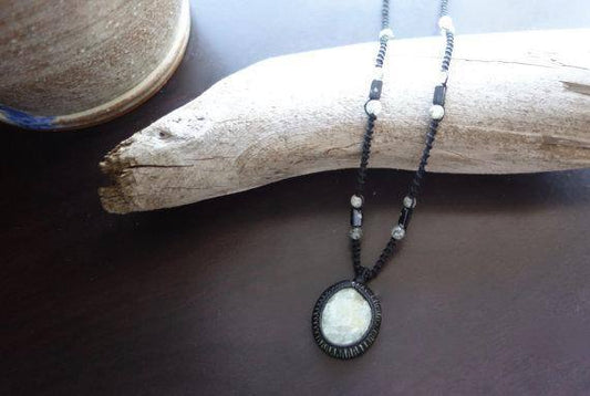 Prehnite Macrame Necklace | Stone of Prophecy | Unisex, Healing Crystal Jewelry
