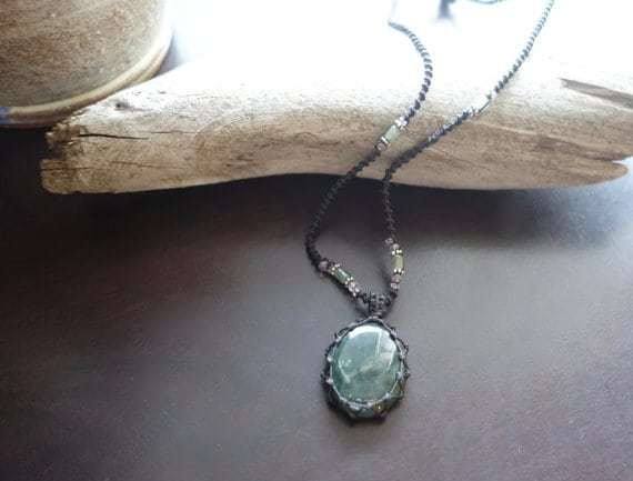 Green Jasper Macrame Necklace | Stone of Healing Crystal