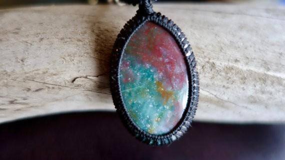 Long Fancy Jasper Macrame Necklace | Stone of Relaxation | Unisex, Healing Crystal Jewelry