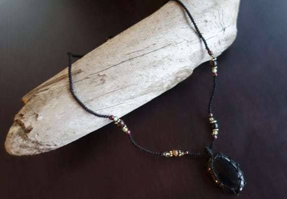 Blue Tiger Eye Macrame Necklace | Protection Stone | Unisex Healing Crystal