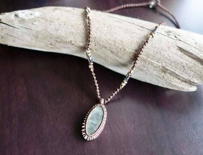 Moss Agate Macrame Necklace | Stone of Prosperity | Micro-Macrame | Unisex, Healing Crystal Jewelry