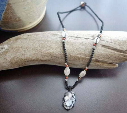 Tree Agate Macrame Necklace | Stone of Abundance | Micro-Macrame | Unisex, Healing Crystal Jewelry