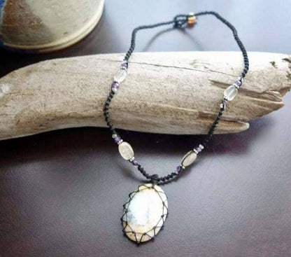 Tree Agate Macrame Necklace | Stone of Abundance | Micro-Macrame | Unisex, Healing Crystal Jewelry