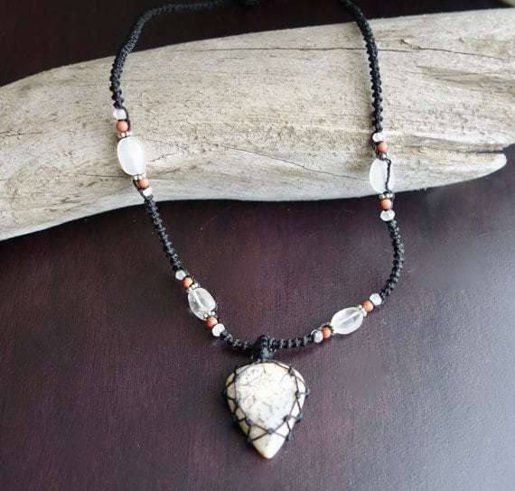Tree Agate Macrame Necklace | Stone of Abundance | Micro-Macrame | Unisex, Healing Crystal Jewelry