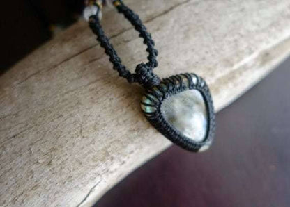 Long Labradorite Macrame Necklace | Stone of Transformation | Micro-Macrame | Unisex, Healing Crystal Jewelry