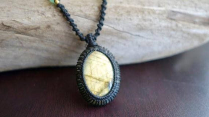 Labradorite Macrame Necklace | Stone of Transformation | Micro-Macrame | Unisex, Healing Crystal Jewelry