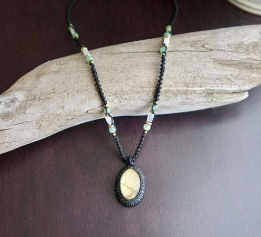 Labradorite Macrame Necklace | Stone of Transformation | Micro-Macrame | Unisex, Healing Crystal Jewelry