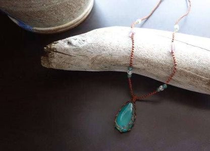 Green Onyx Macrame Necklace | Your Stone for Stength | Unisex, Healing Crystal Jewelry