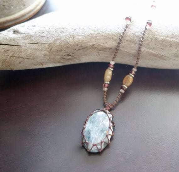 Jasper Macrame Necklace | Stone of Relaxation | Unisex, Healing Crystal Jewelry