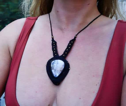 Dendrite Opal Macrame Necklace | Shakti Design | Stone of Abundance