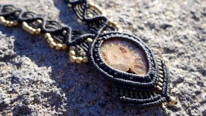 Ammonite Fossil Macrame Necklace | Temple Design