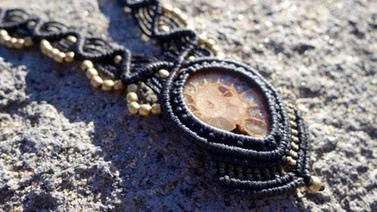 Ammonite Fossil Macrame Necklace | Temple Design