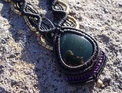 Green Aventurine Macrame Necklace | Temple Design