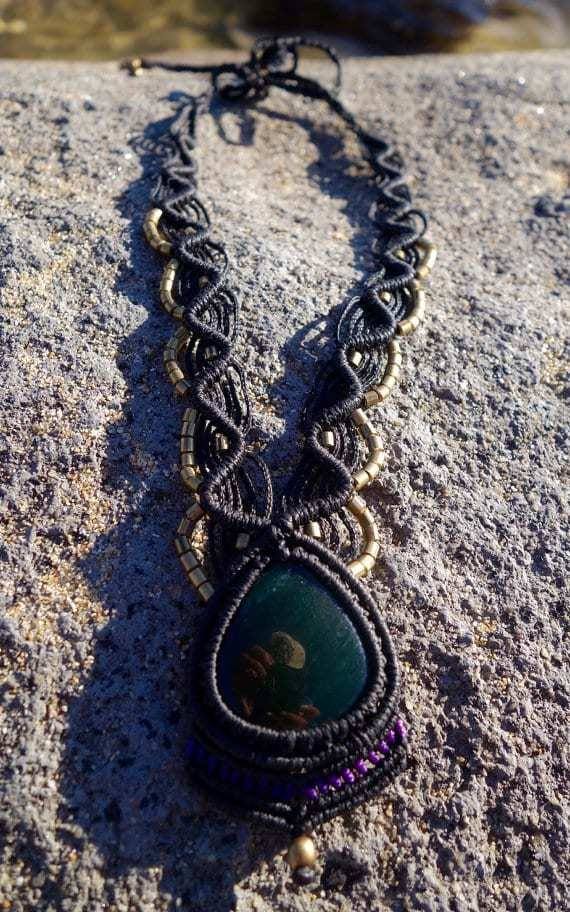 Green Aventurine Macrame Necklace | Temple Design