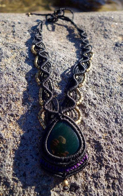 Green Aventurine Macrame Necklace | Temple Design