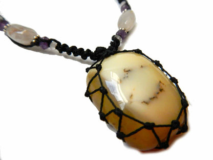MILK AGATE macrame Necklace – Your Stone for Protection