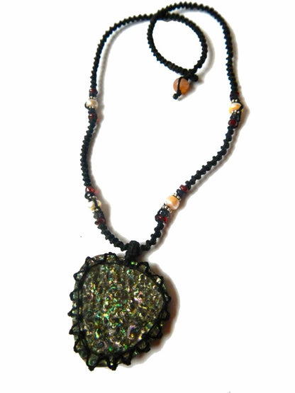 organic abalone seashell macrame Necklace – Your vessel for cleansing stone