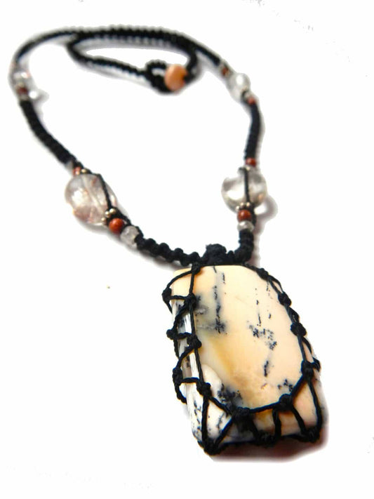 Tree Agate macrame Necklace – Your Stone For Abundance- Bohemian healing crystal