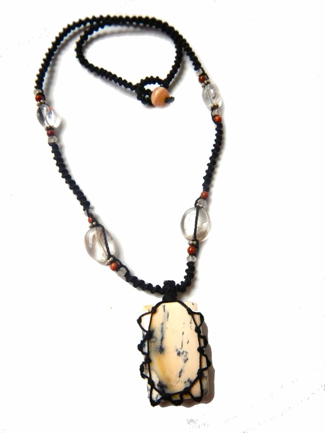 Tree Agate macrame Necklace – Your Stone For Abundance- Bohemian healing crystal