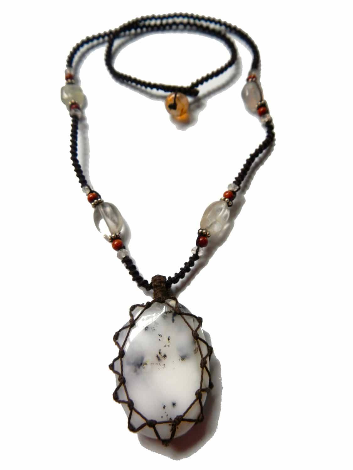 Tree Agate macrame Necklace – Your Stone For Abundance- Bohemian healing crystal