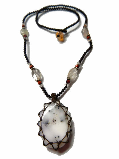 Tree Agate macrame Necklace – Your Stone For Abundance- Bohemian healing crystal