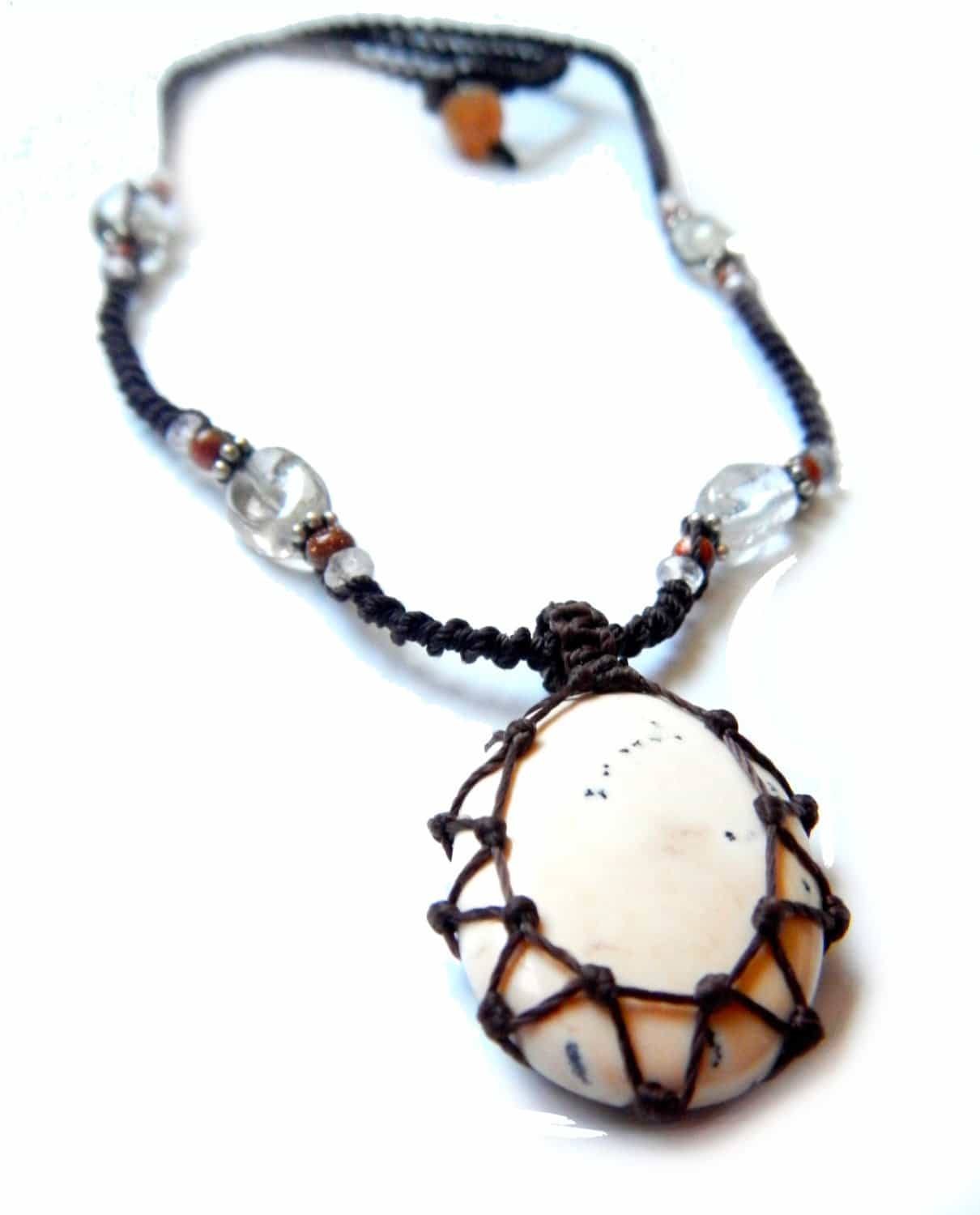 Tree Agate macrame Necklace – Your Stone For Abundance- Bohemian healing crystal