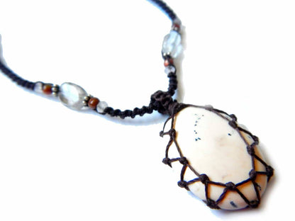 Tree Agate macrame Necklace – Your Stone For Abundance- Bohemian healing crystal