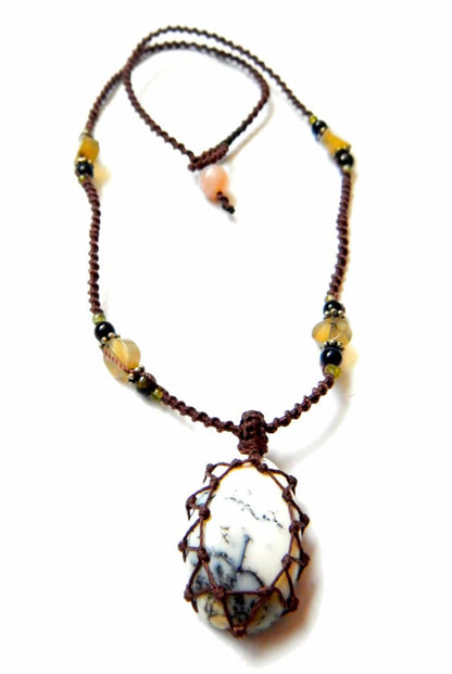 Tree Agate macrame Necklace – Your Stone For Abundance- Bohemian healing crystal