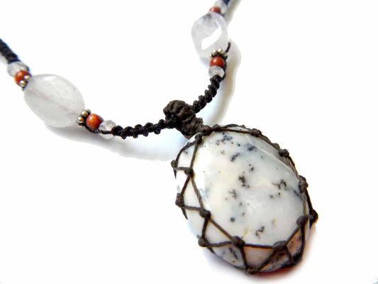 Tree Agate macrame Necklace – Your Stone For Abundance- Bohemian healing crystal