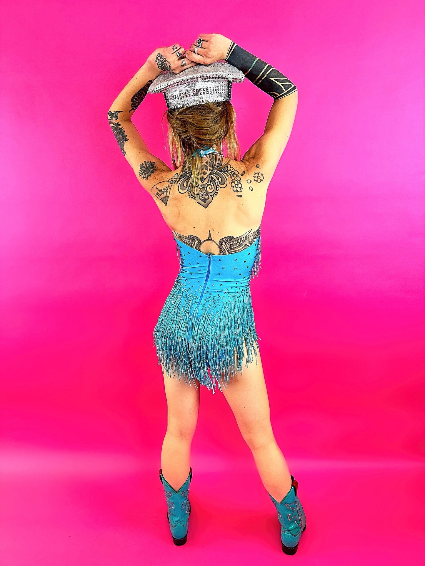 Taylor Teal Rhinestone Bodysuit | Tassel Festival, Stage & Performance Leotard – Manifestie
