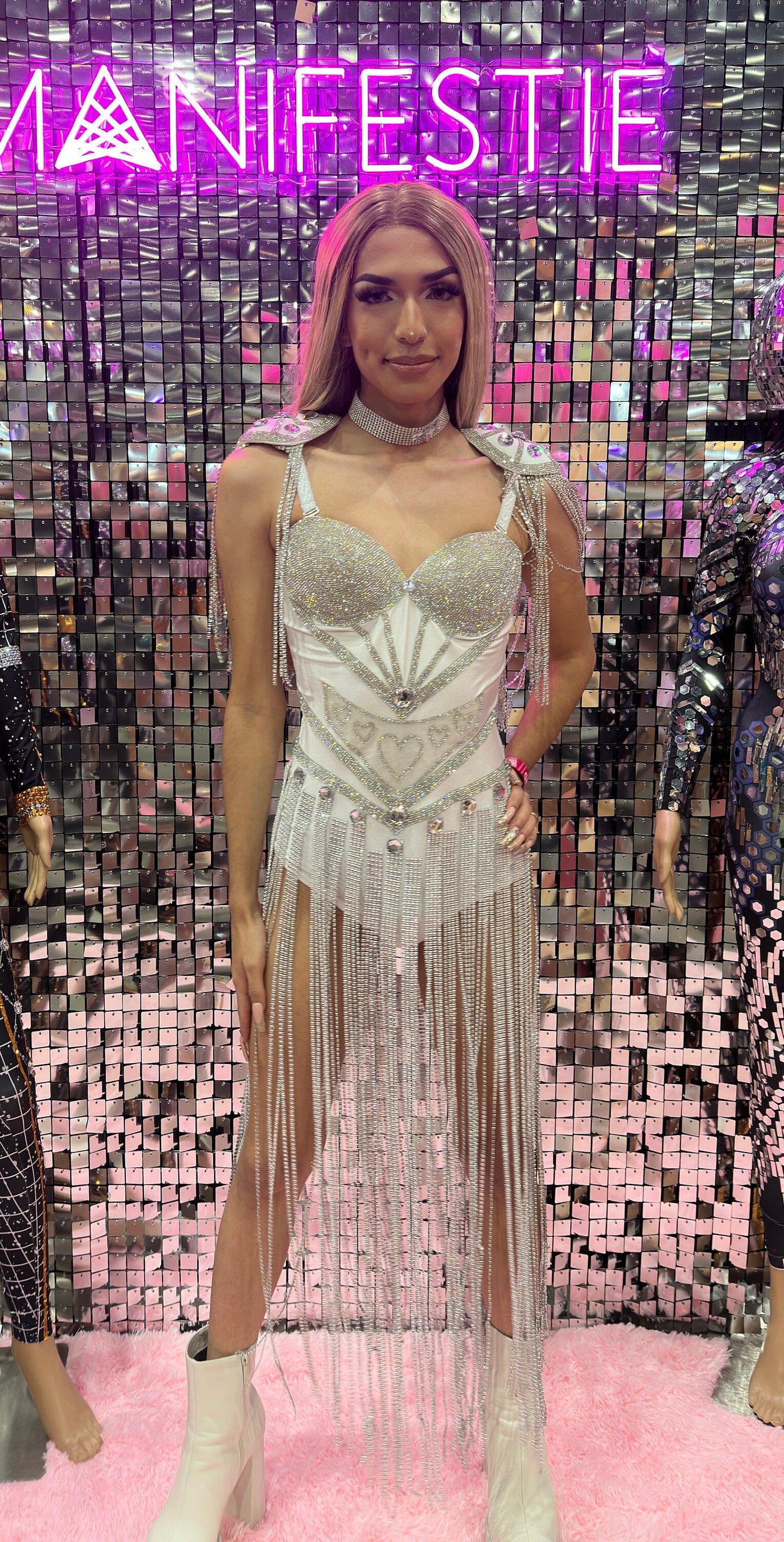 Xena Crystal Fringe Bodysuit | Rhinestone Tassel Festival Outfit – Manifestie