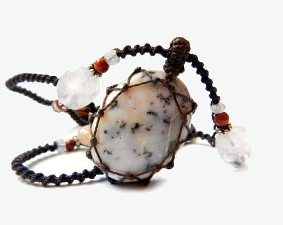 Tree Agate macrame Necklace – Your Stone For Abundance- Bohemian healing crystal