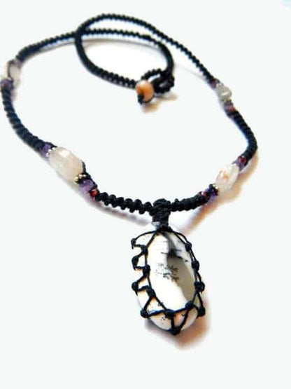 Tree Agate macrame Necklace – Your Stone For Abundance- Bohemian healing crystal