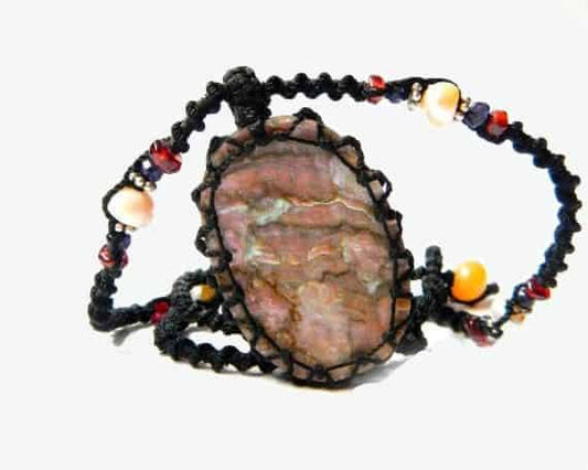 organic abalone seashell macrame Necklace – Your vessel for cleansing stone