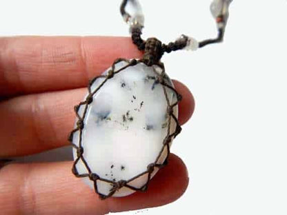 Tree Agate macrame Necklace – Your Stone For Abundance- Bohemian healing crystal