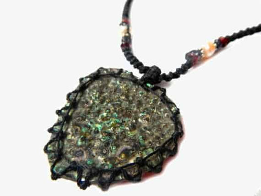 organic abalone seashell macrame Necklace – Your vessel for cleansing stone