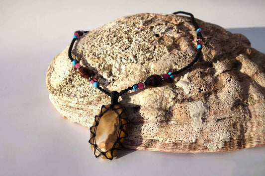 Organic Jasper Macrame Necklace | Stone for Relaxation | Unisex Healing Crystal
