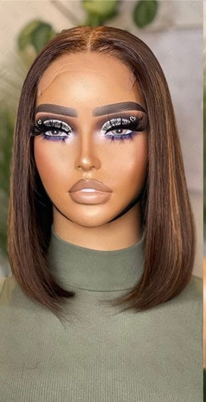 Sweet & Cute Brazilian Straight Bob Wig - Human Hair - Lace Front - Short & Fluffy