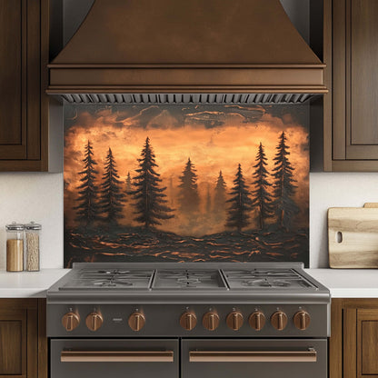 Copper Look Pines Tempered Glass Backsplash – Kitchen Backsplash